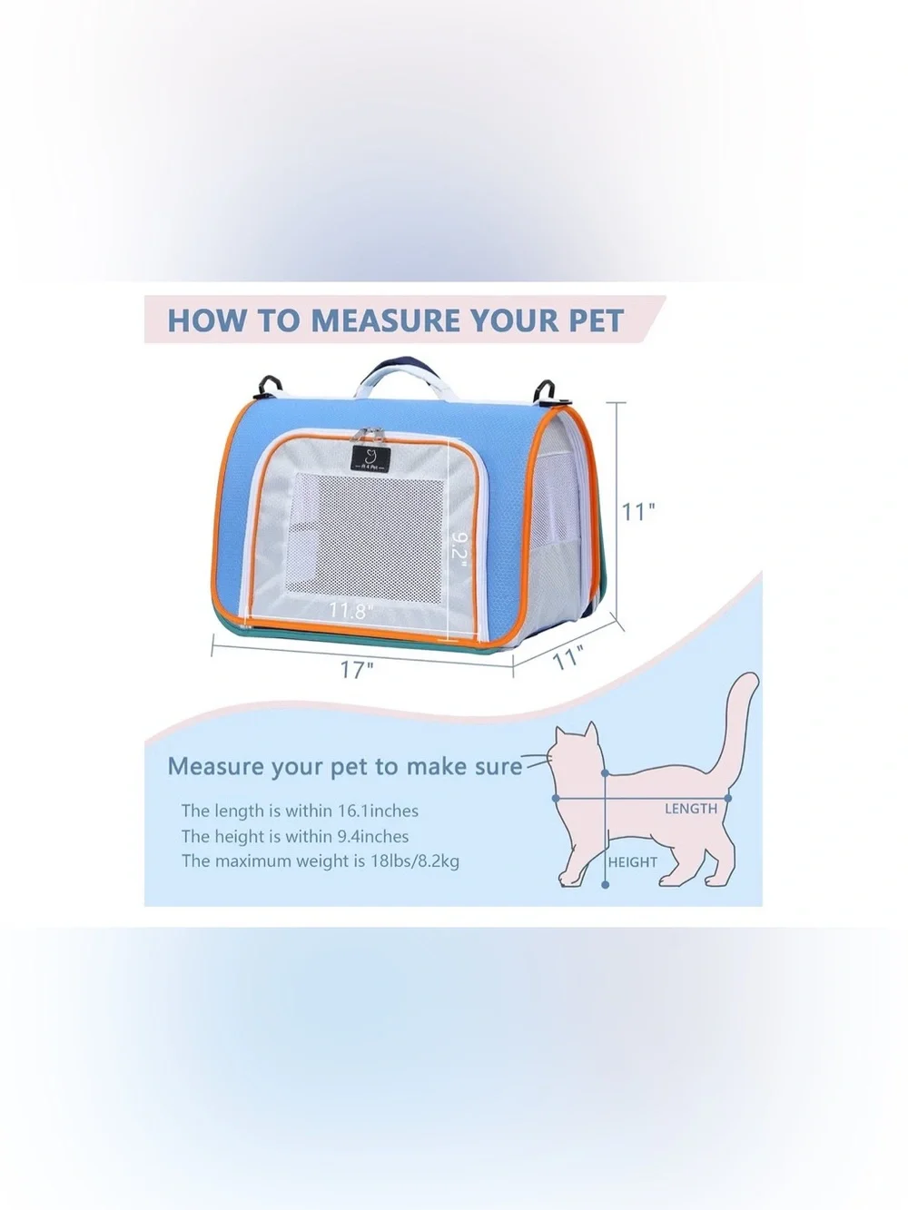 A 4 Pet Cat Dog Carrier Airline Approved Soft Sided Foldable Blue Orange New